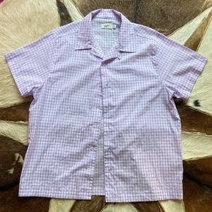 Mayfair Group Purple & White Gingham/Check Short Sleeve Button Up
